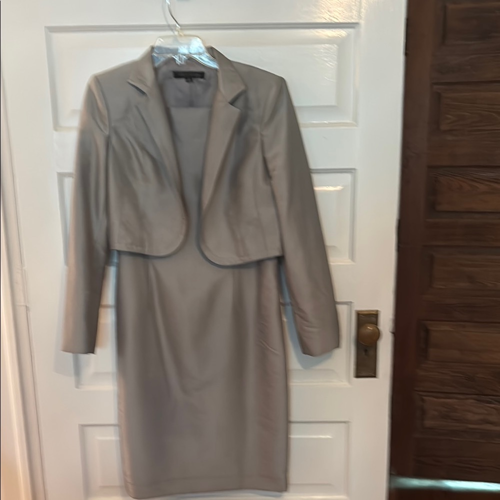 Anne Klein Grey Blazer Tailored Suit Jacket and dress